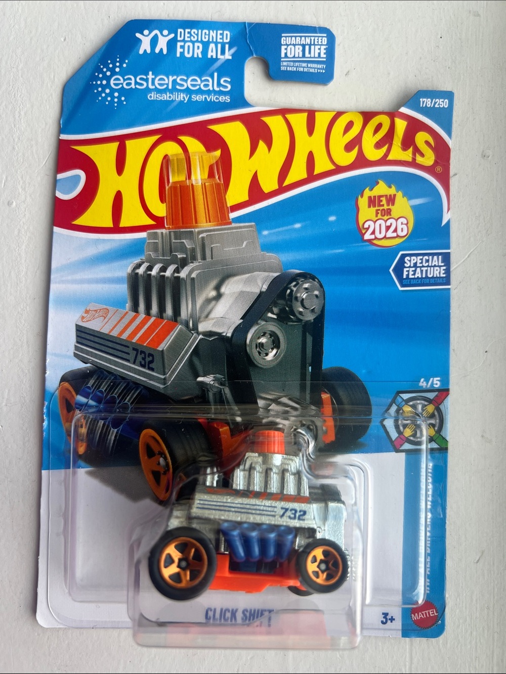Click Shift Hot Wheels - Silver, Blue & Orange